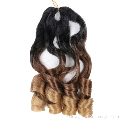 Synthetic Loose Body Wave Crochet Braids Hair 22inch 150g Synthetic Ombre Silky Spiral Curl Wavy Braiding Hair Extension